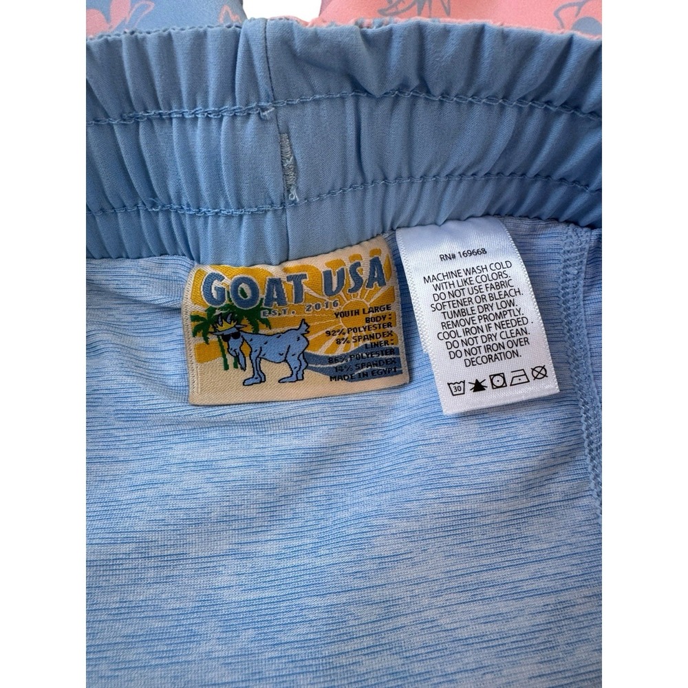 Goat USA Boy's Swim Shorts Blue Pink Cotton Candy Colorblock Swim Shorts Large - Picture 5 of 6